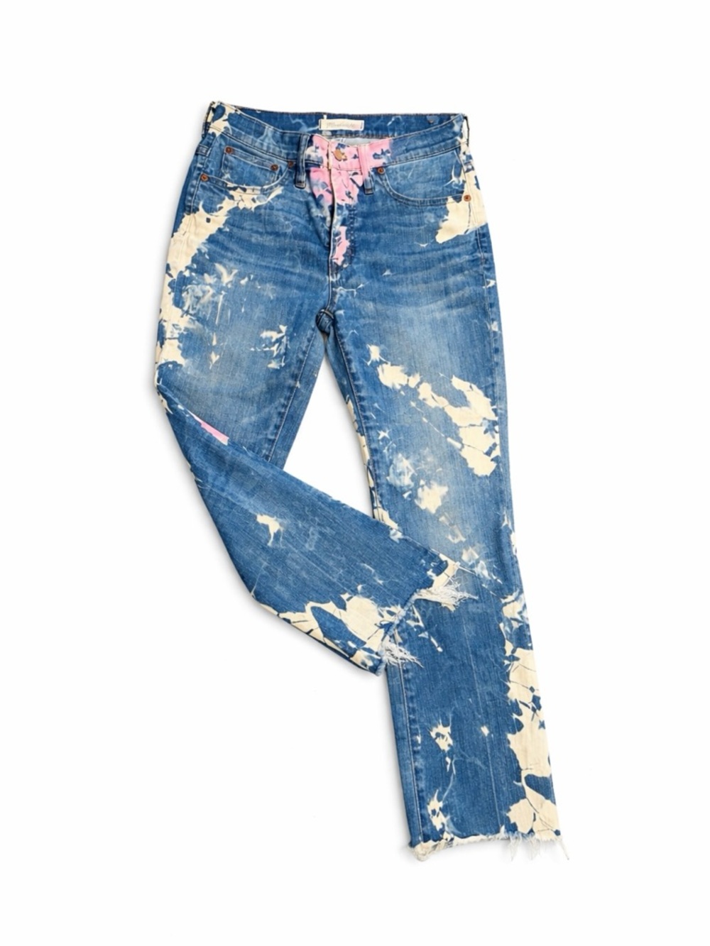 EUC! Madewell Cali Demi-Boot Blue Distressed Tie-Dye with Pink Accents - Picture 2 of 6